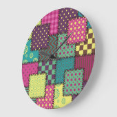 Patchwork: diverse patronen achtergrond grote klok (Hoek)