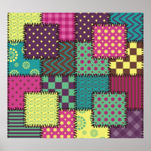 Patchwork: diverse patronen achtergrond poster