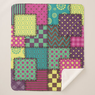 Patchwork: diverse patronen achtergrond sherpa deken