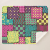Patchwork: diverse patronen achtergrond sherpa deken (Voorkant (horizontaal))