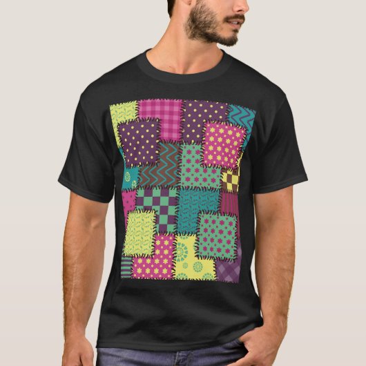 Patchwork: diverse patronen achtergrond t-shirt (Voorkant)