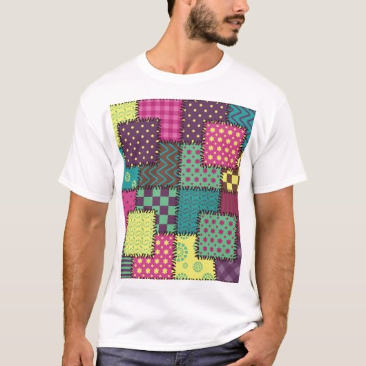 Patchwork: diverse patronen achtergrond t-shirt (Voorkant)