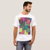 Patchwork: diverse patronen achtergrond t-shirt (Voorkant volledig)