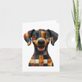 Patchwork Dog Greetings Kaart (Voorkant)