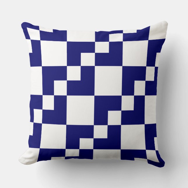 Patchwork Domino - Deep Navy Blue en White Kussen (Voorkant)