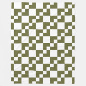 Patchwork Domino - Diepe olijven en wit Fleece Deken (Voorkant)