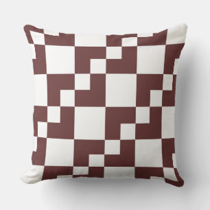 Patchwork Domino - Donkerbruin en wit Kussen