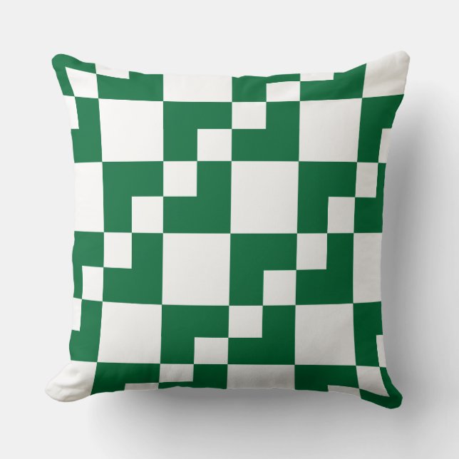 Patchwork Domino - Forest Green en White Kussen (Voorkant)