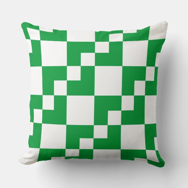 Patchwork Domino - Grass Green en White Kussen (Voorkant)