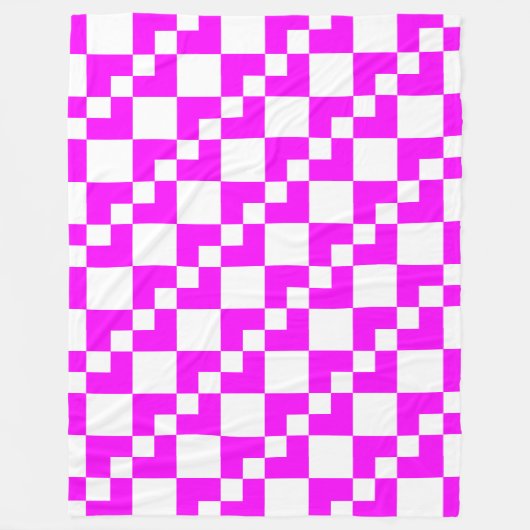 Patchwork Domino - Magenta en White Fleece Deken (Voorkant)