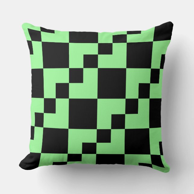 Patchwork Domino - Mint Green en Black Kussen (Voorkant)