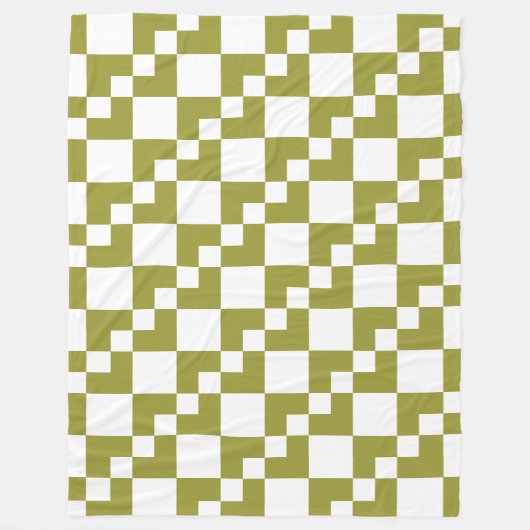 Patchwork Domino - Olijf en wit Fleece Deken (Voorkant)
