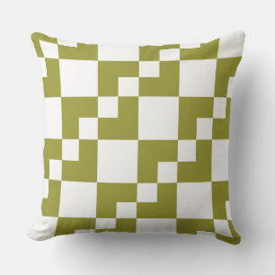 Patchwork Domino - Olijf en wit Kussen