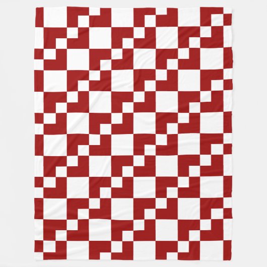 Patchwork Domino - Ruby Red en White Fleece Deken (Voorkant)