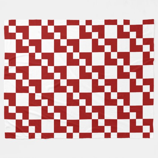 Patchwork Domino - Ruby Red en White Fleece Deken (Voorkant (Horizontaal))