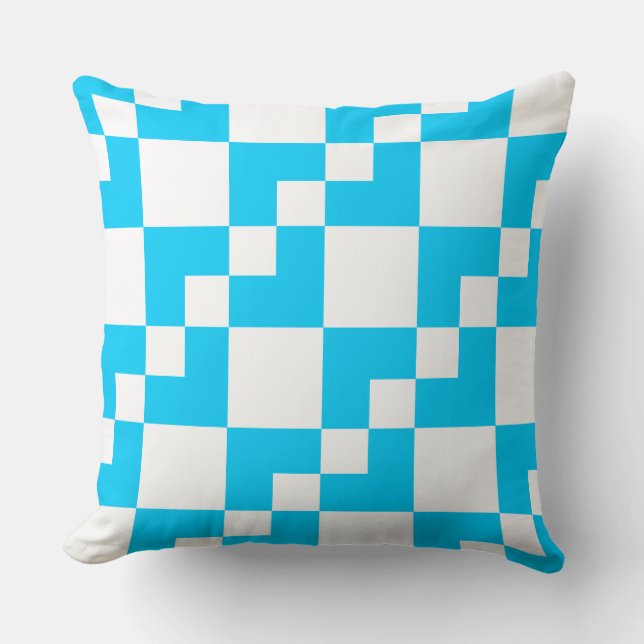Patchwork Domino - Sky Blue en White Kussen (Voorkant)