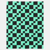 Patchwork Domino - Turquoise met Black Fleece Deken (Voorkant)