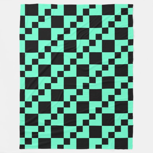 Patchwork Domino - Turquoise met Black Fleece Deken (Voorkant)
