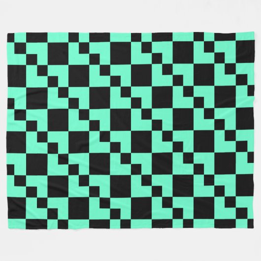 Patchwork Domino - Turquoise met Black Fleece Deken (Voorkant (Horizontaal))