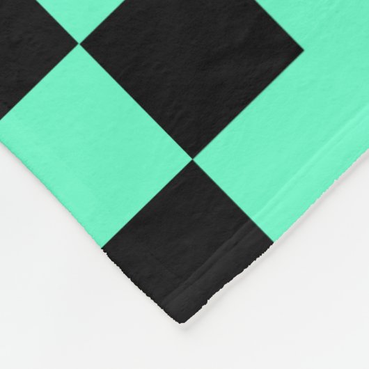Patchwork Domino - Turquoise met Black Fleece Deken (Hoek)