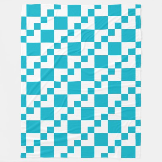 Patchwork Domino - White en Aqua Blue Fleece Deken (Voorkant)