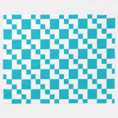 Patchwork Domino - White en Aqua Blue Fleece Deken (Voorkant (Horizontaal))