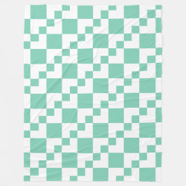 Patchwork Domino - White en Bleek Green 7dcfb6 Fleece Deken