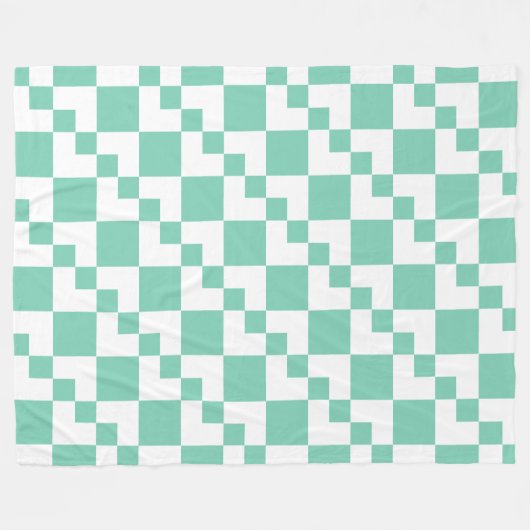 Patchwork Domino - White en Bleek Green 7dcfb6 Fleece Deken (Voorkant (Horizontaal))