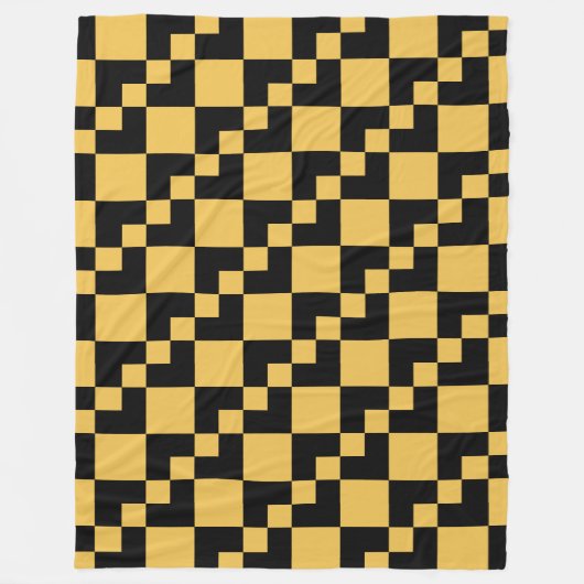 Patchwork Domino - zwart en oranje Fleece Deken (Voorkant)