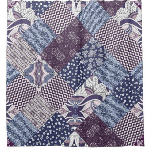 Patchwork Doodle: Boho naadloos. Douchegordijn