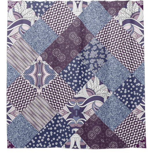 Patchwork Doodle:  Boho naadloos. Douchegordijn (Voorkant)