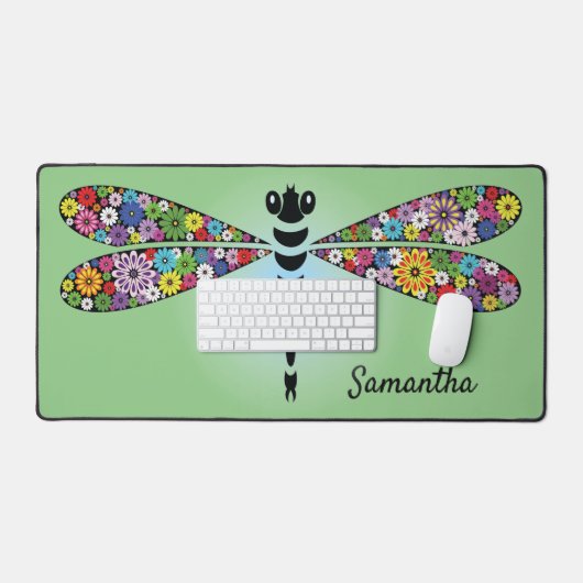 Patchwork Dragonfly Damselfly Design Desk Mat (Keyboard & Muis)