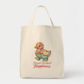 Patchwork Duck Tote Bag – “Hand‑Stitched Happiness (Voorkant)