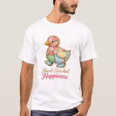 Patchwork Eend Geborduurd T‑Shirt – “Hand‑Gestikt T-shirt (Voorkant)