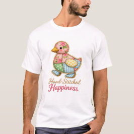 Patchwork Eend Geborduurd T‑Shirt – “Hand‑Gestikt T-shirt