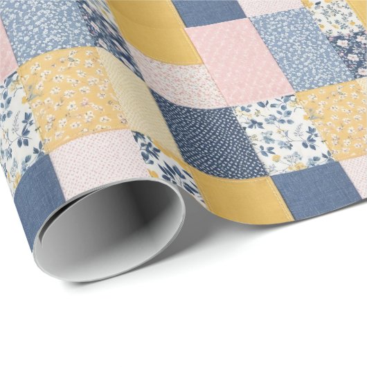  Patchwork-effect Boho Patroonland Cadeaupapier (Rol Hoek)