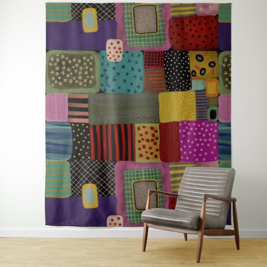 Patchwork-effect lapwerk wandkleed (In situ)