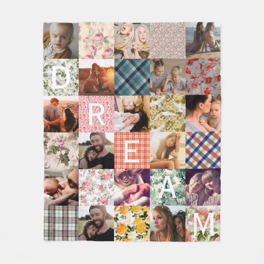  Patchwork-effect Quilt Pattern-foto Fleece Deken (Voorkant)