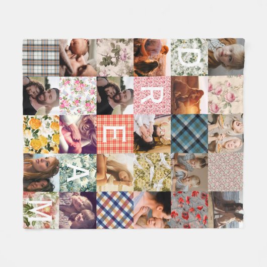  Patchwork-effect Quilt Pattern-foto Fleece Deken (Voorkant (Horizontaal))