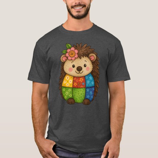 Patchwork egel Cute dier grappig T-shirt (Voorkant)