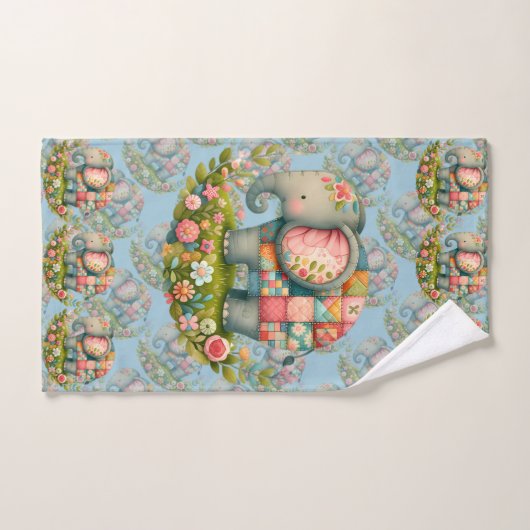 Patchwork Elephant Floral Meadow Charm Bad Handdoek (Handdoek)