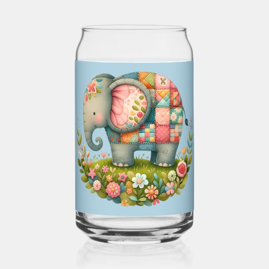 Patchwork Elephant Floral Meadow Charm Blikvorm Glas (Achterkant)