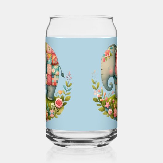 Patchwork Elephant Floral Meadow Charm Blikvorm Glas (Rechts)