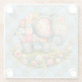 Patchwork Elephant Floral Meadow Charm Glazen Onderzetter (Achterkant)