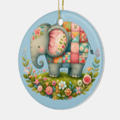 Patchwork Elephant Floral Meadow Charm Keramisch Ornament (Links)