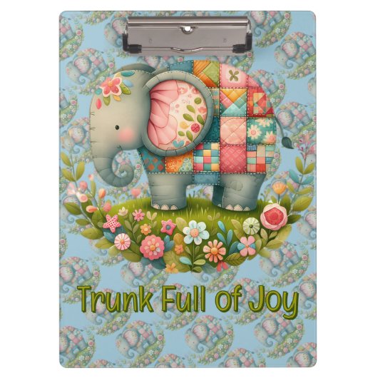 Patchwork Elephant Floral Meadow Charm Klembord (Voorkant)
