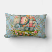 Patchwork Elephant Floral Meadow Charm Kussen (Voorkant)