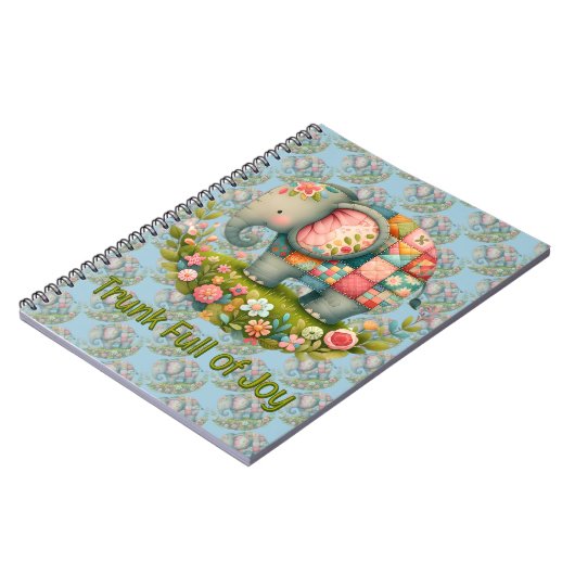 Patchwork Elephant Floral Meadow Charm Notitieboek (Linkerzijde)