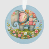 Patchwork Elephant Floral Meadow Charm Ornament (voorkant)