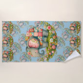 Patchwork Elephant Floral Meadow Charm Strandlaken (Voorkant)
